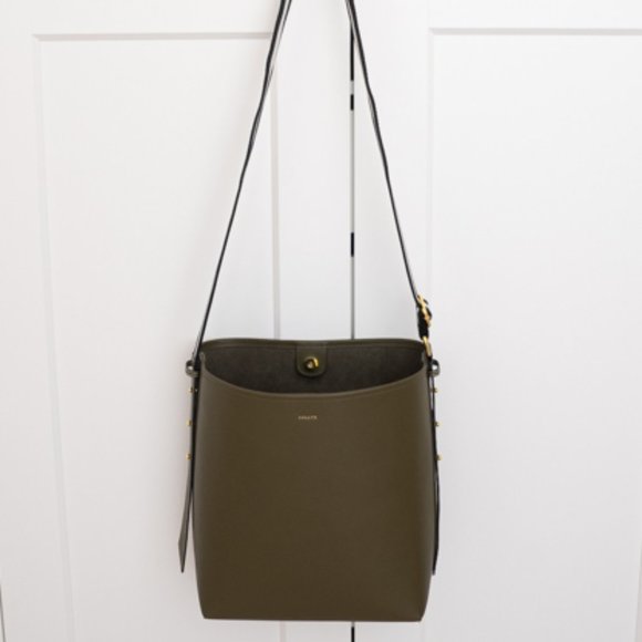Jolina Leather Bucket Tote - Olive - Picture 8 of 12